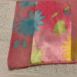 Vintage Silk Scarf Floral and Stripe Design 13” x 59”